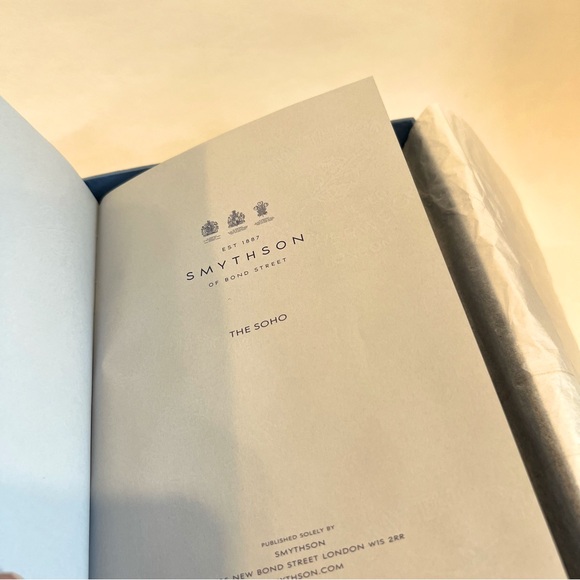 NIB Smythson THE SOHO Notebook in Navy - Leather - Personalized w/ letters “MB” - Picture 5 of 10